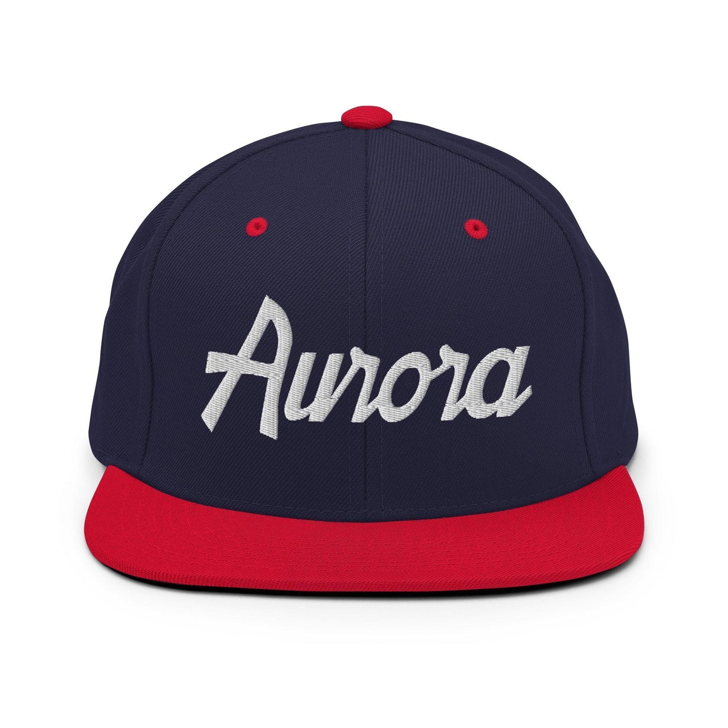 Aurora Script Snapback Hat Navy Red