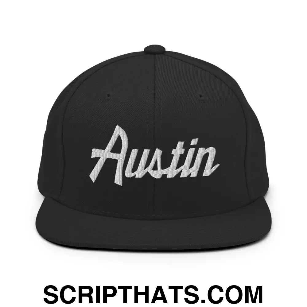 Austin Script Snapback Hat Black