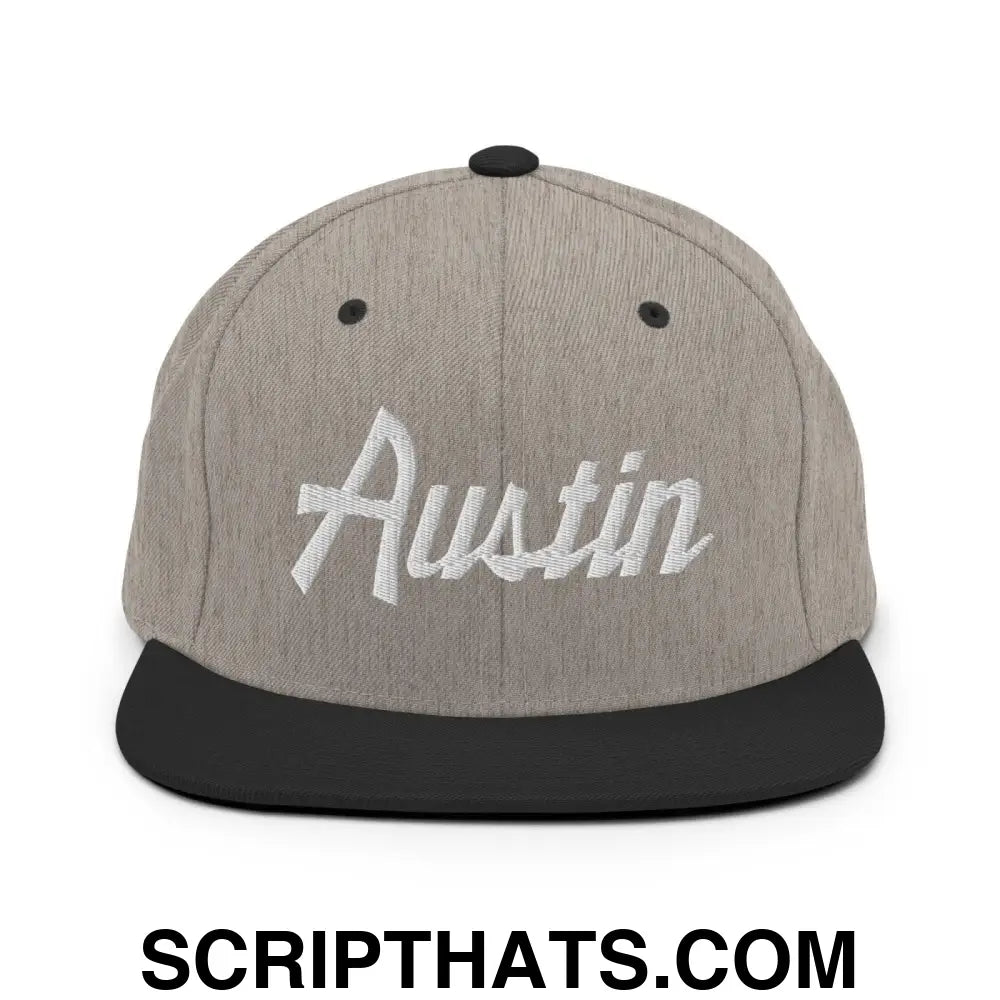 Austin Script Snapback Hat Heather Black