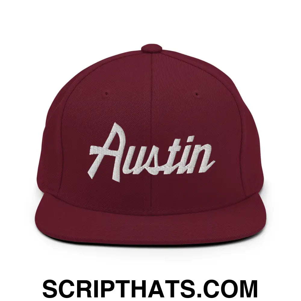 Austin Script Snapback Hat Maroon