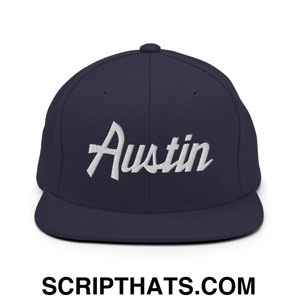 Austin Script Snapback Hat Navy