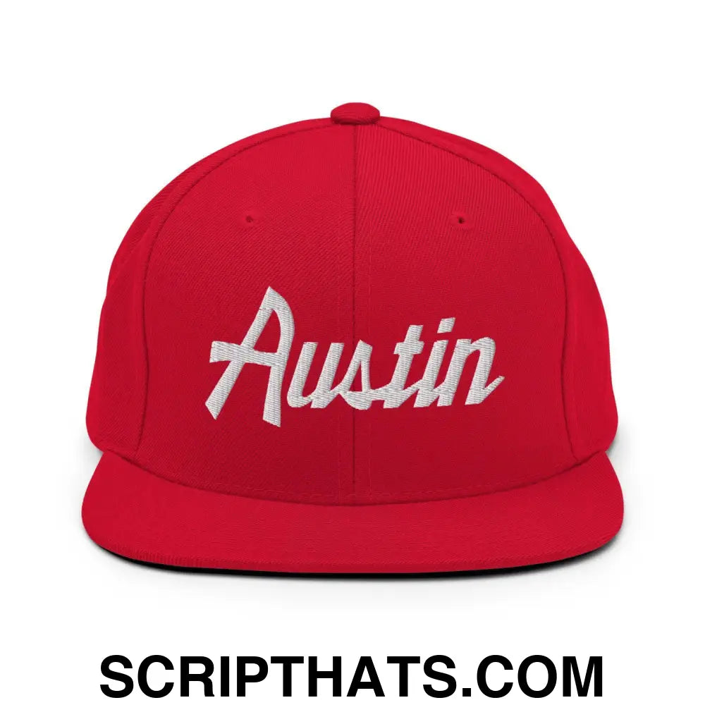 Austin Script Snapback Hat Red