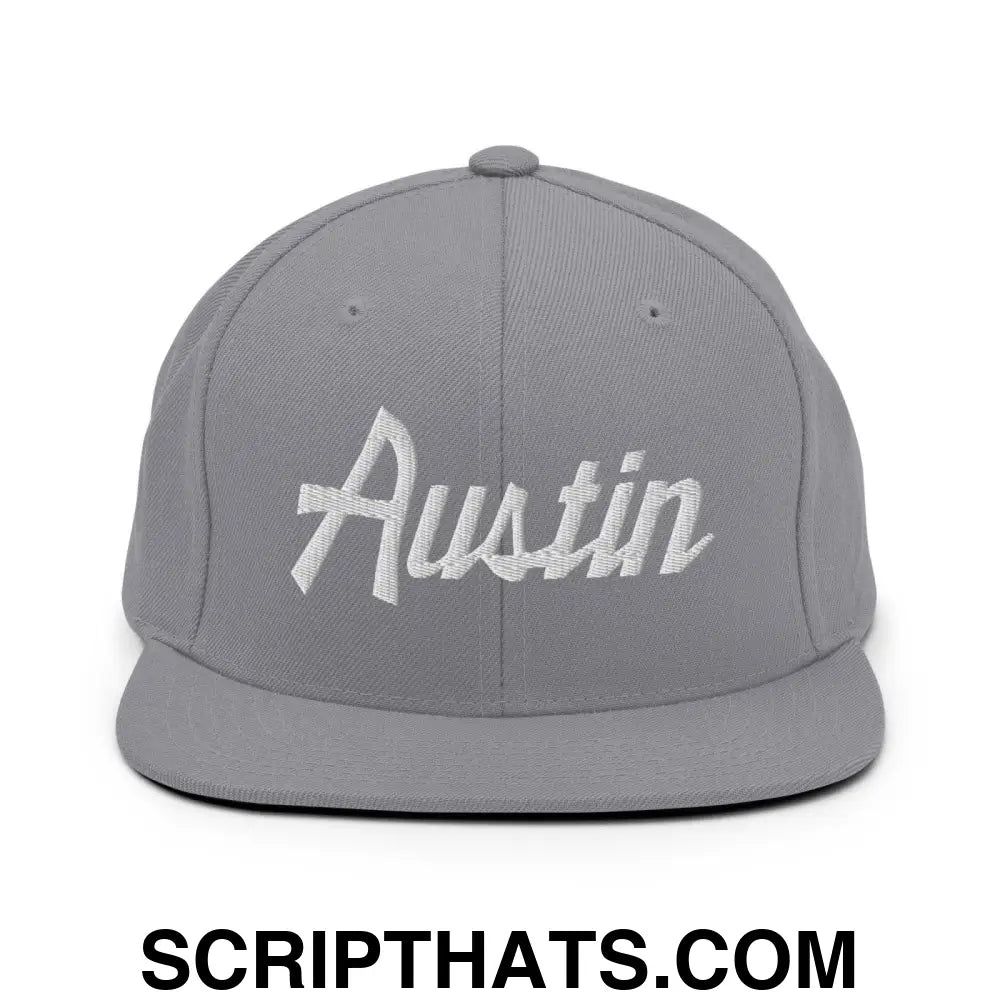 Austin Script Snapback Hat Silver