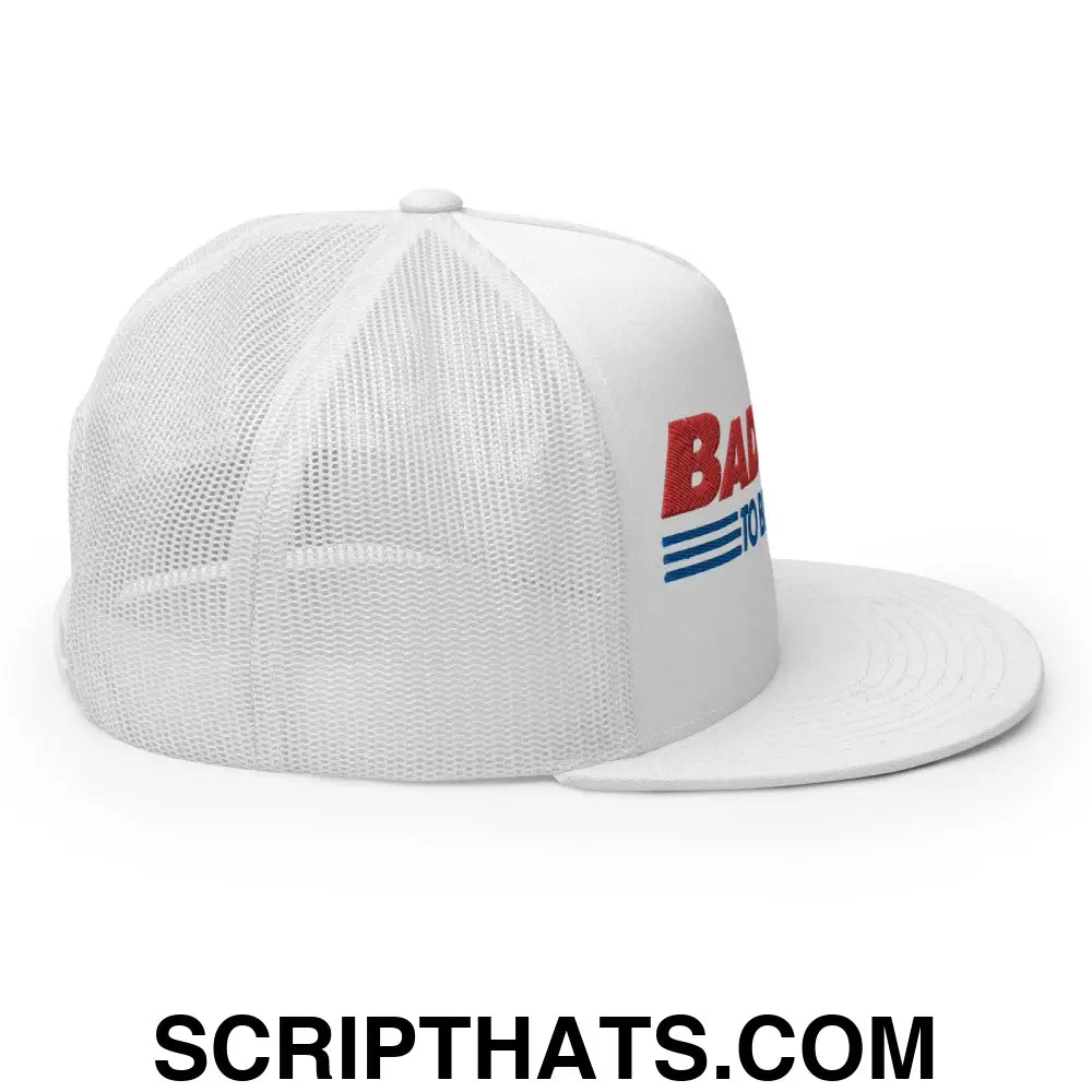 Bad Day to Be a Hot Dog Flat Bill Brim Trucker Hat White