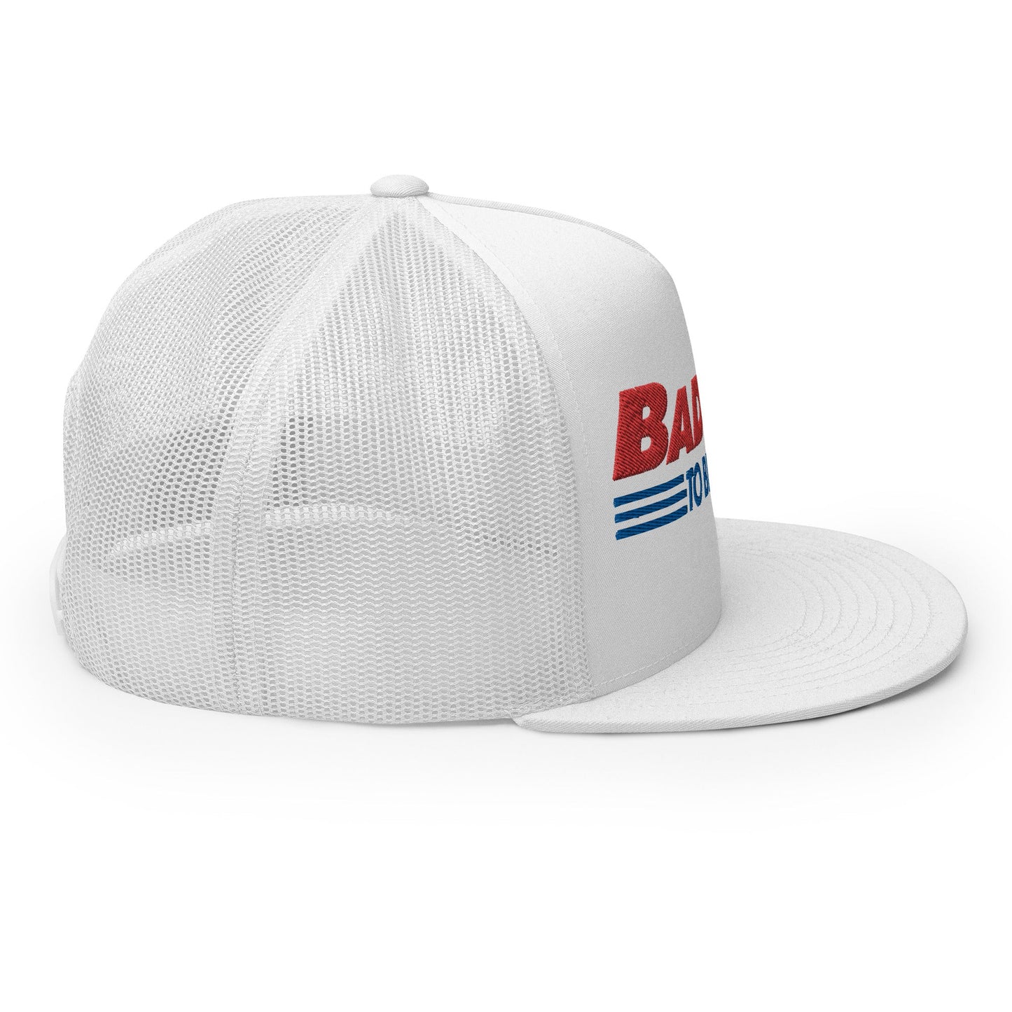 Bad Day to Be a Hot Dog Flat Bill Brim Trucker Hat White