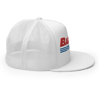 Bad Day to Be a Hot Dog Flat Bill Brim Trucker Hat White