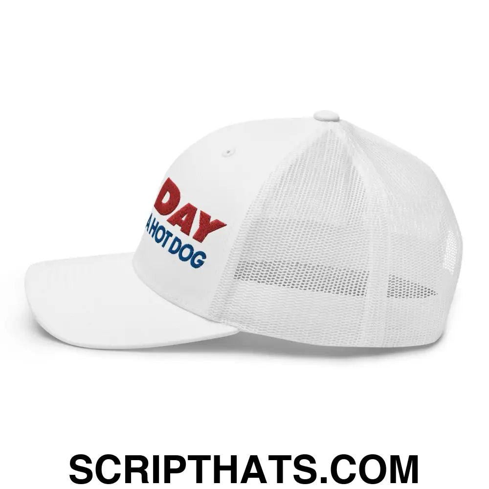 Bad Day to Be a Hot Dog Retro Trucker Hat White