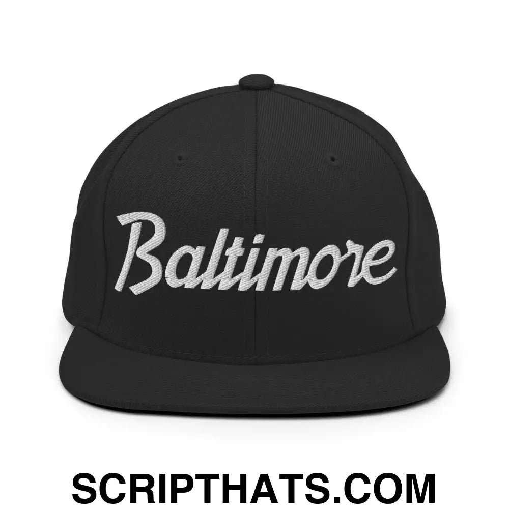 Baltimore Script Snapback Hat Black