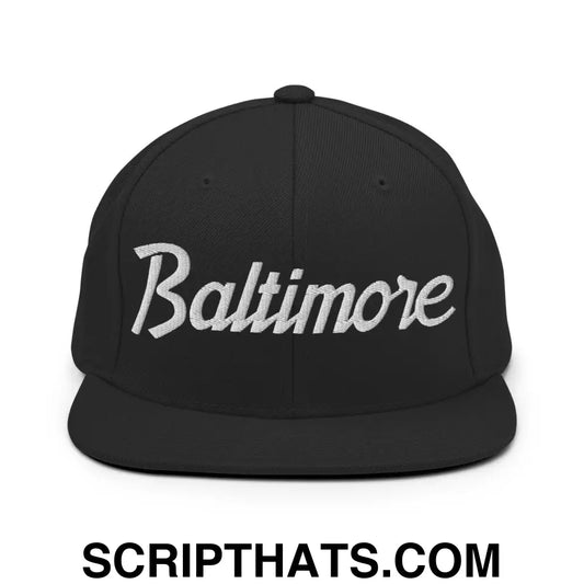 Baltimore Script Snapback Hat Black