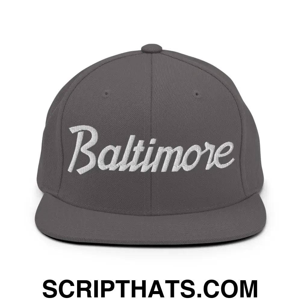 Baltimore Script Snapback Hat Dark Grey