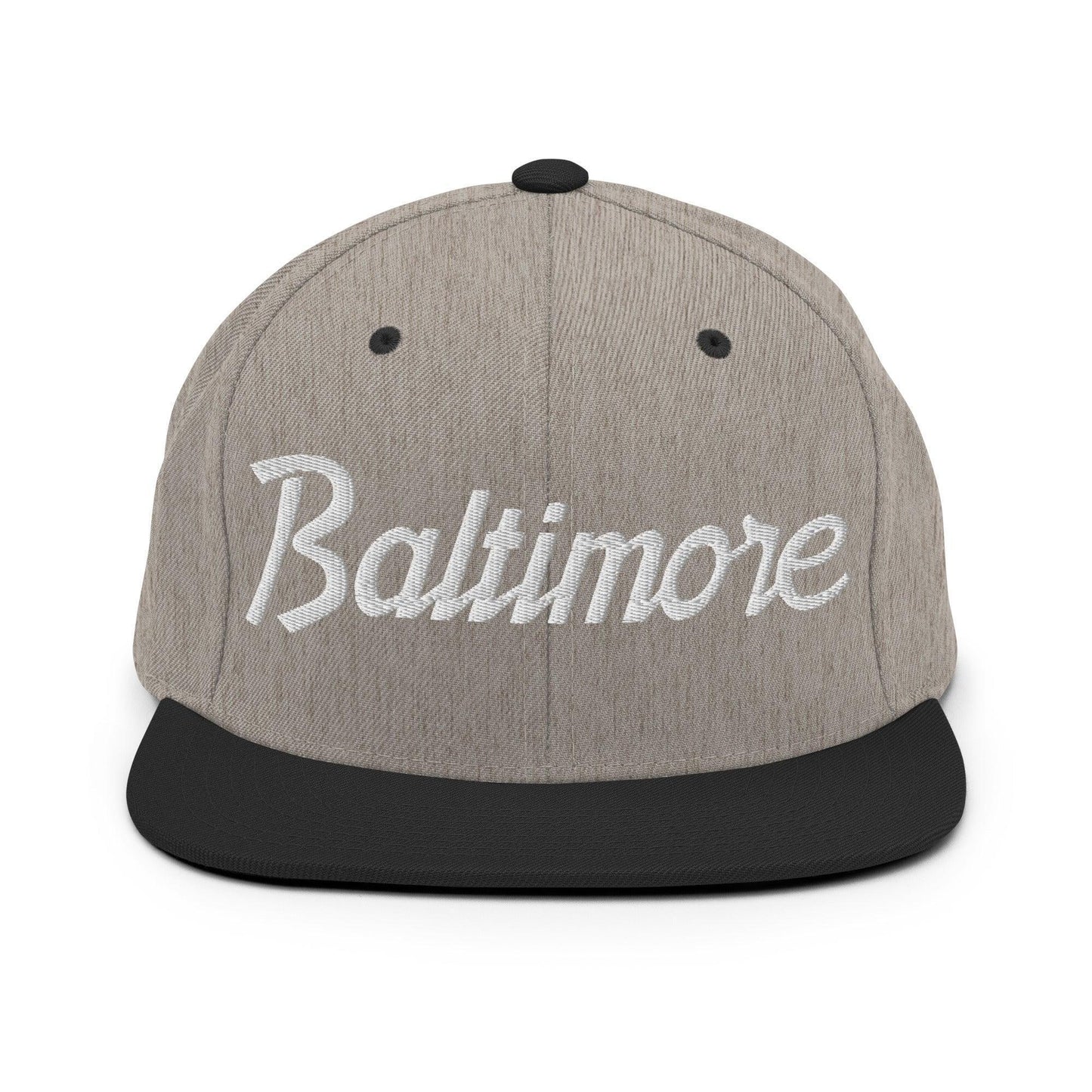 Baltimore Script Snapback Hat Heather Black