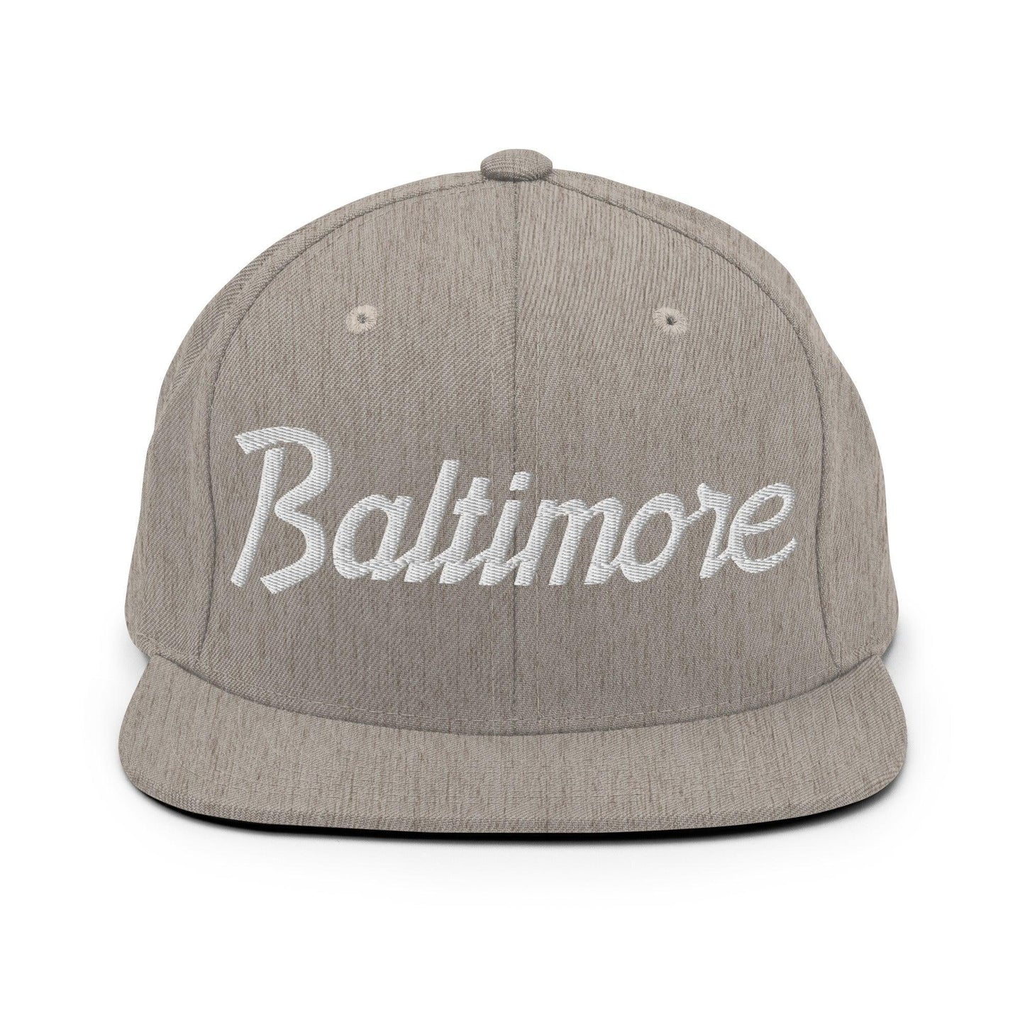 Baltimore Script Snapback Hat Heather Grey