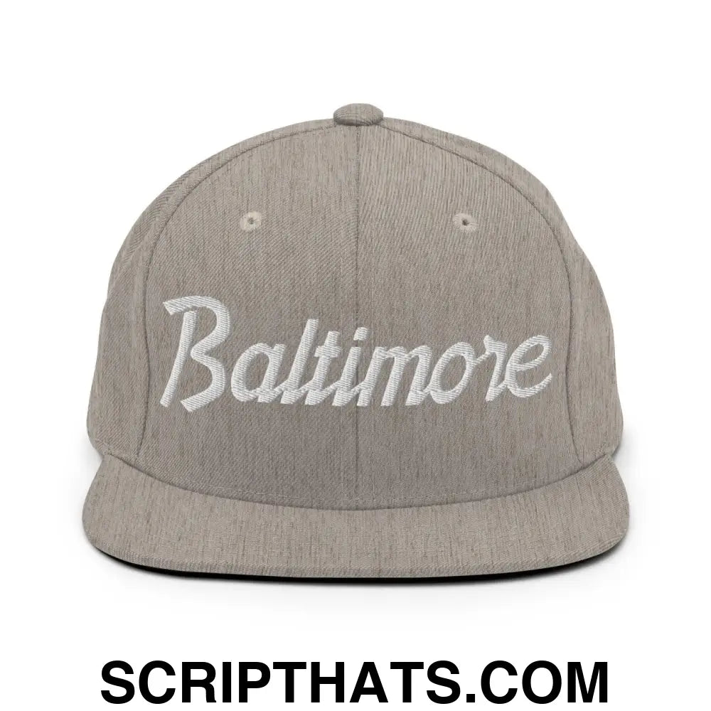 Baltimore Script Snapback Hat Heather Grey