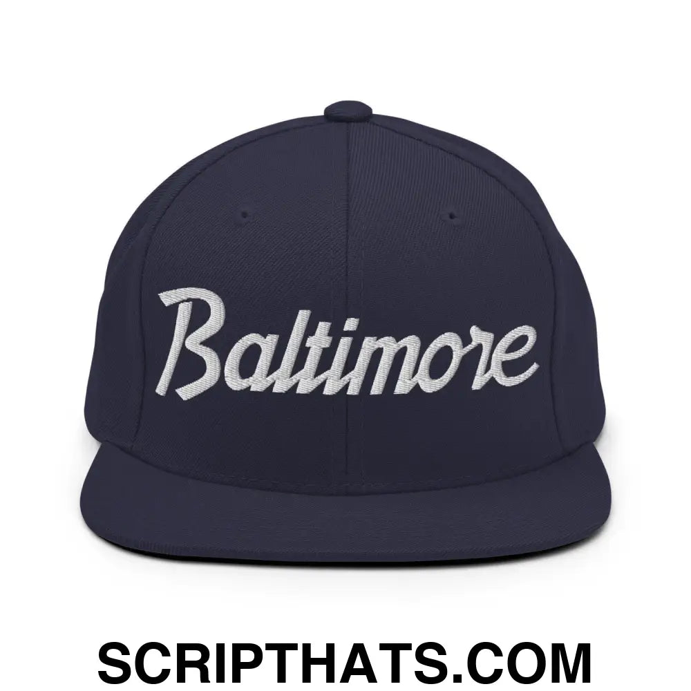 Baltimore Script Snapback Hat Navy