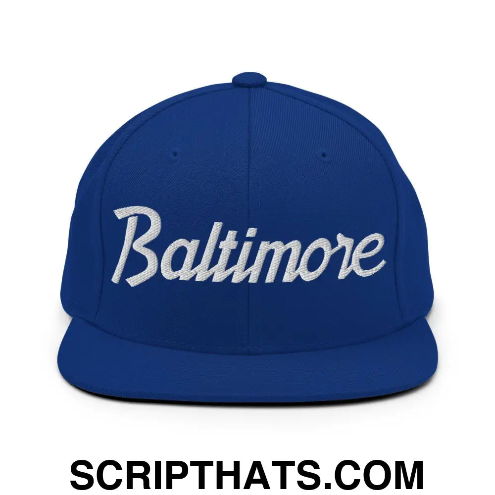 Baltimore Script Snapback Hat Royal Blue