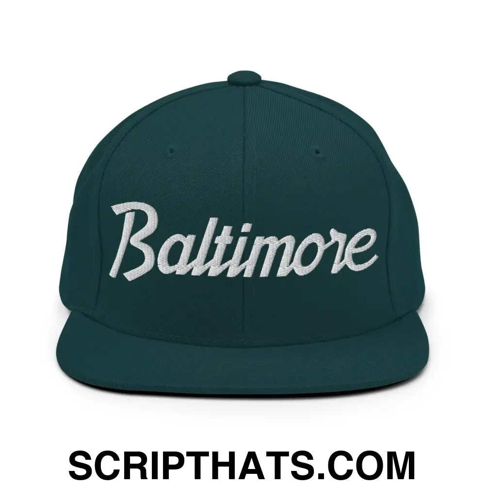 Baltimore Script Snapback Hat Spruce