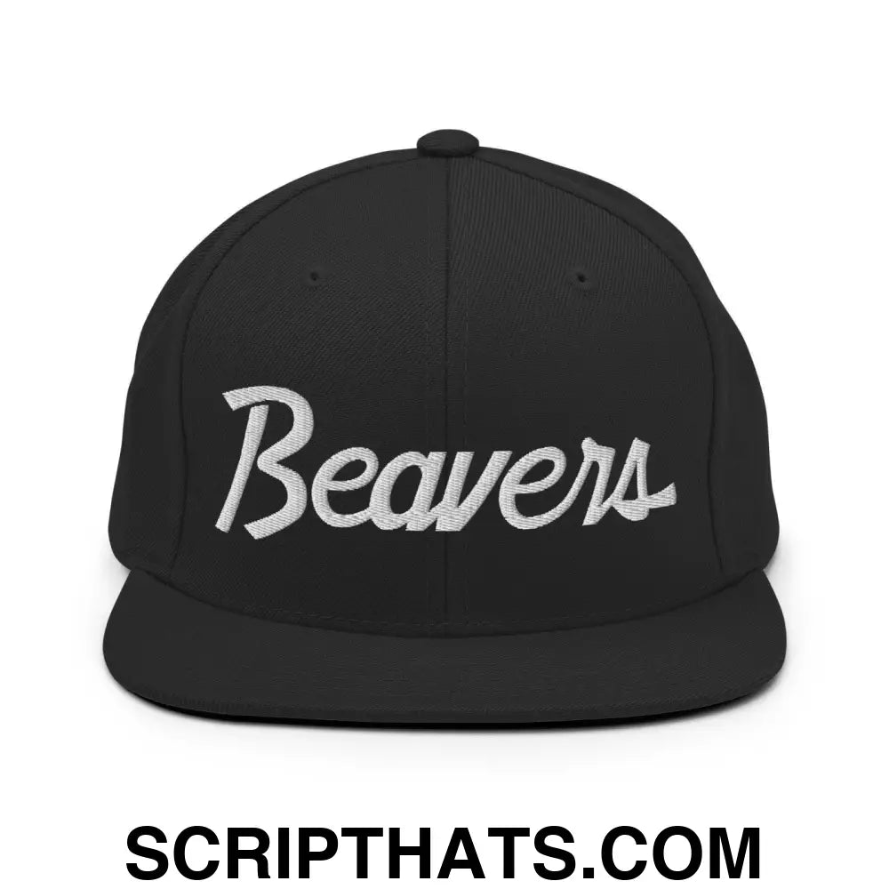 Beavers School Mascot Script Snapback Hat Black