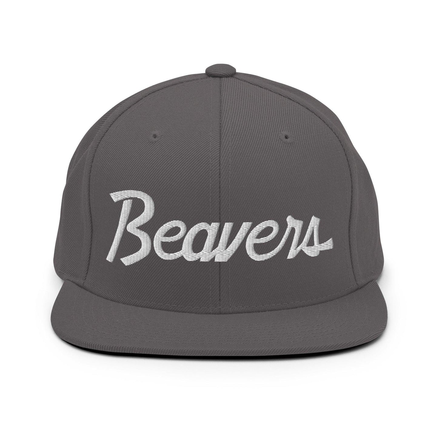 Beavers School Mascot Script Snapback Hat Dark Grey