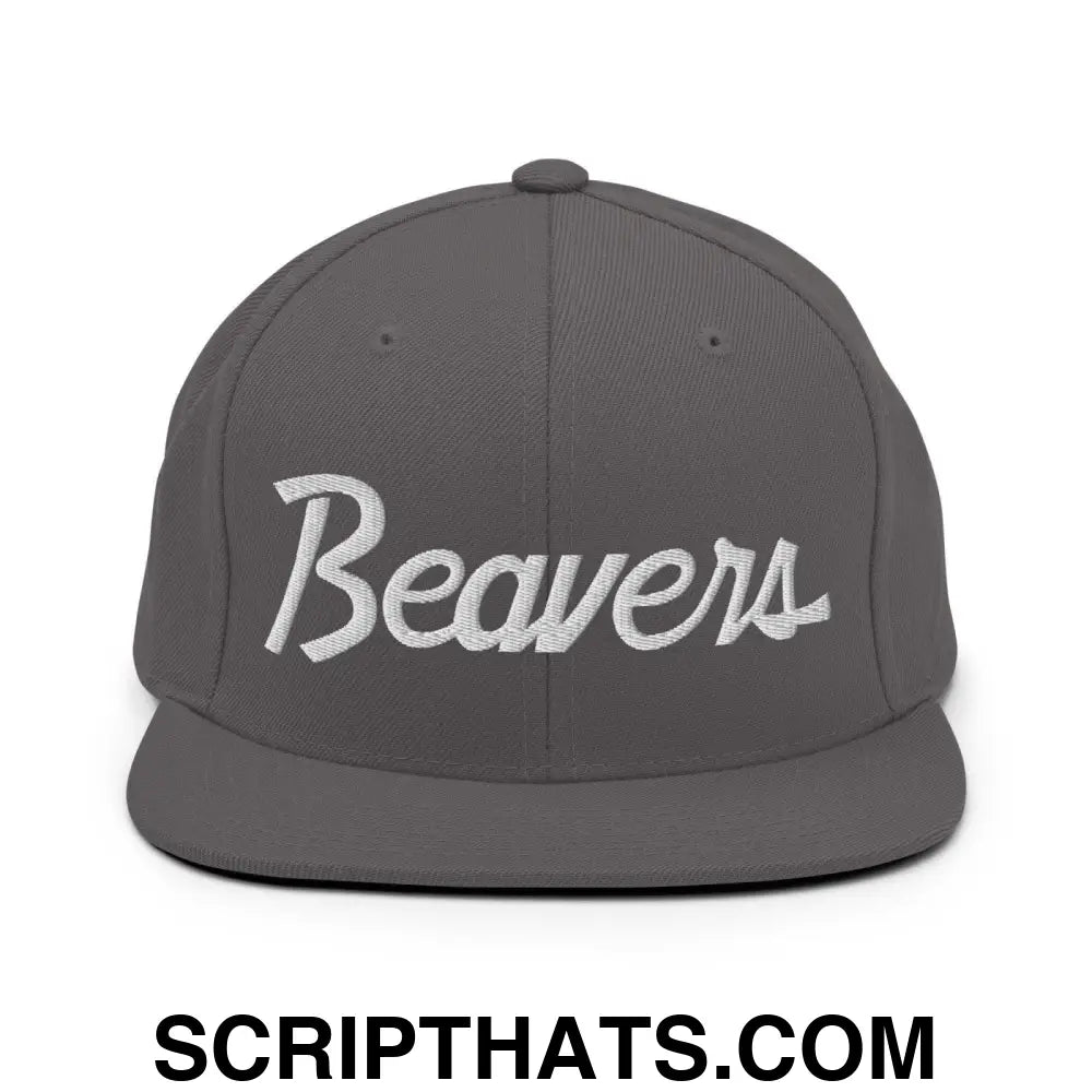 Beavers School Mascot Script Snapback Hat Dark Grey