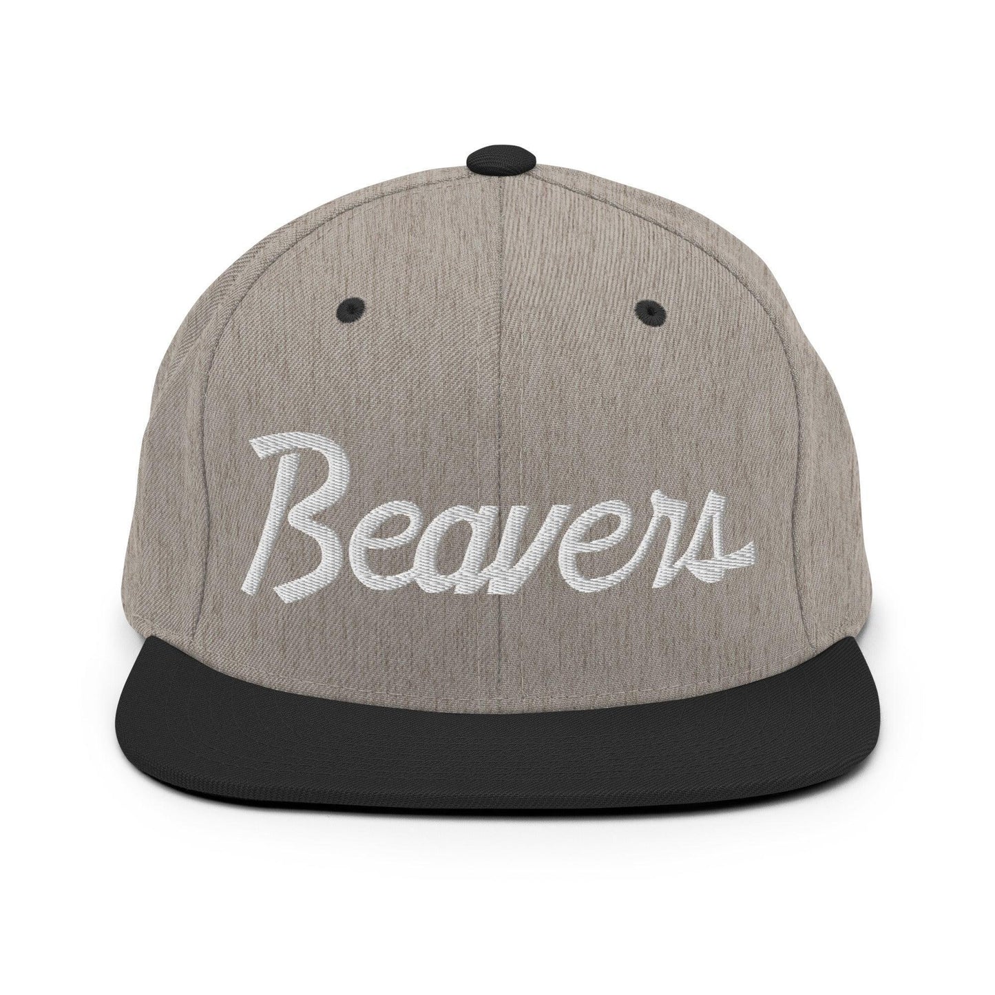 Beavers School Mascot Script Snapback Hat Heather Black
