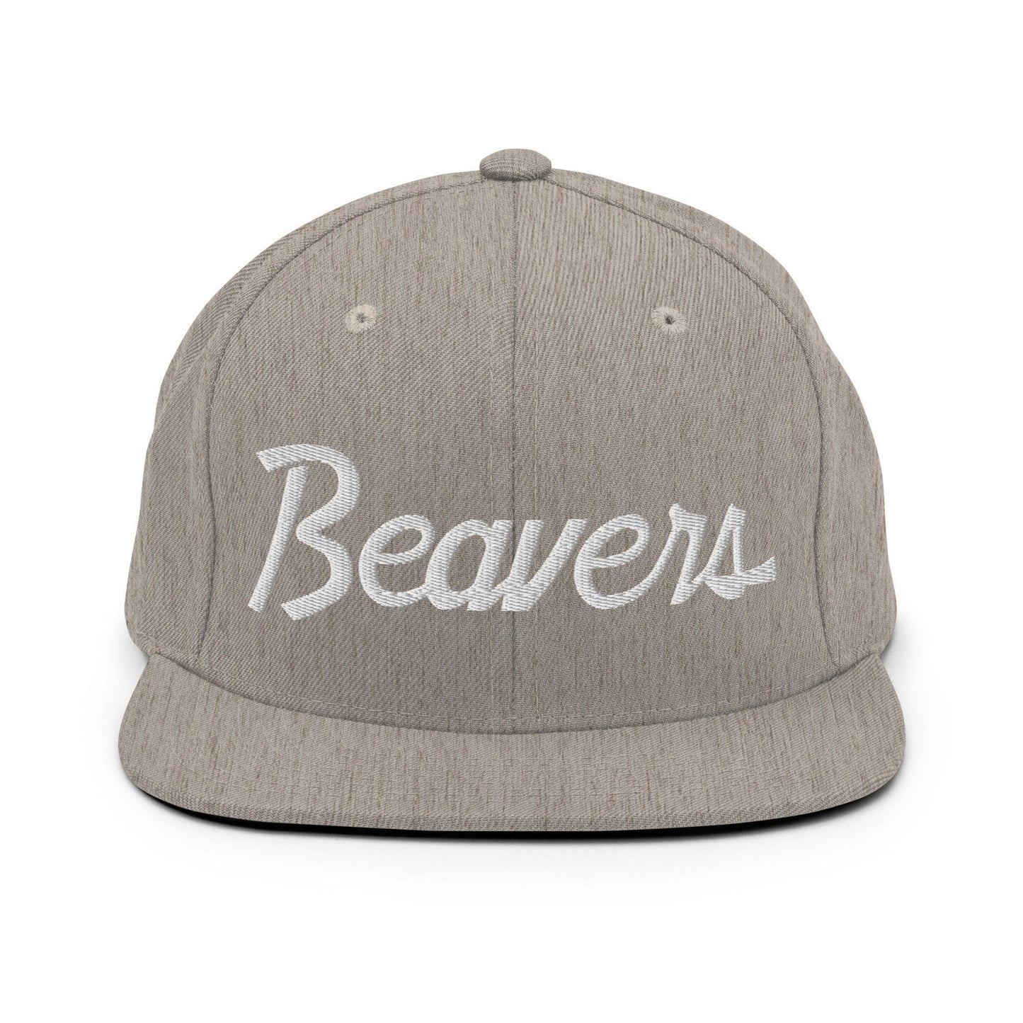 Beavers School Mascot Script Snapback Hat Heather Grey