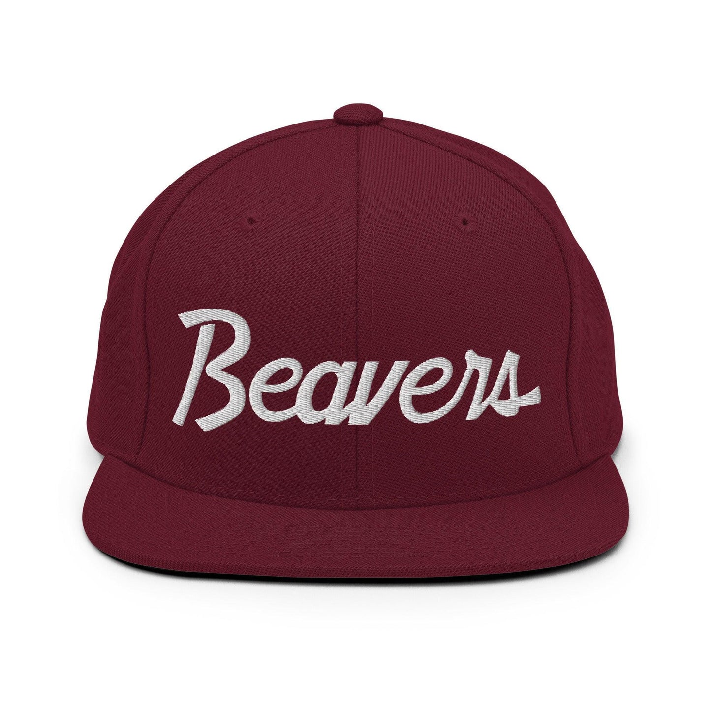 Beavers School Mascot Script Snapback Hat Maroon