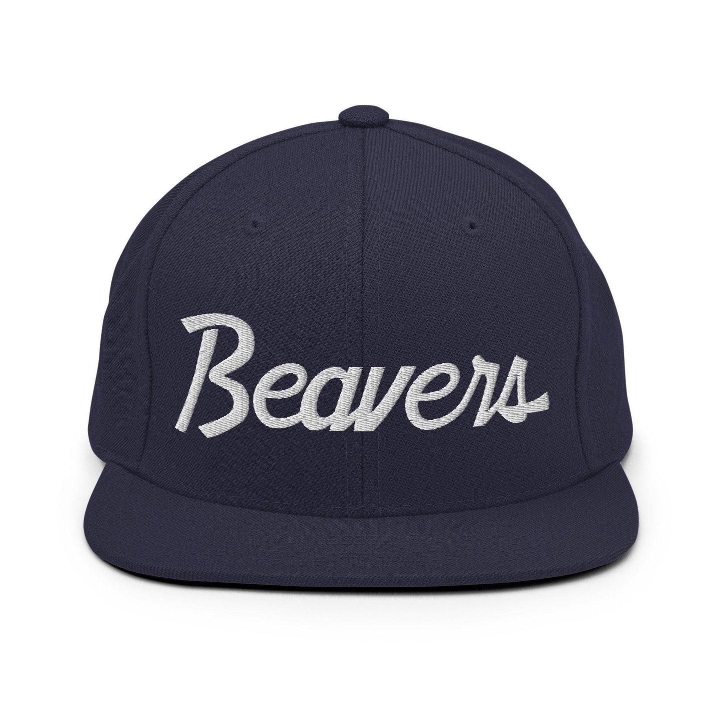 Beavers School Mascot Script Snapback Hat Navy