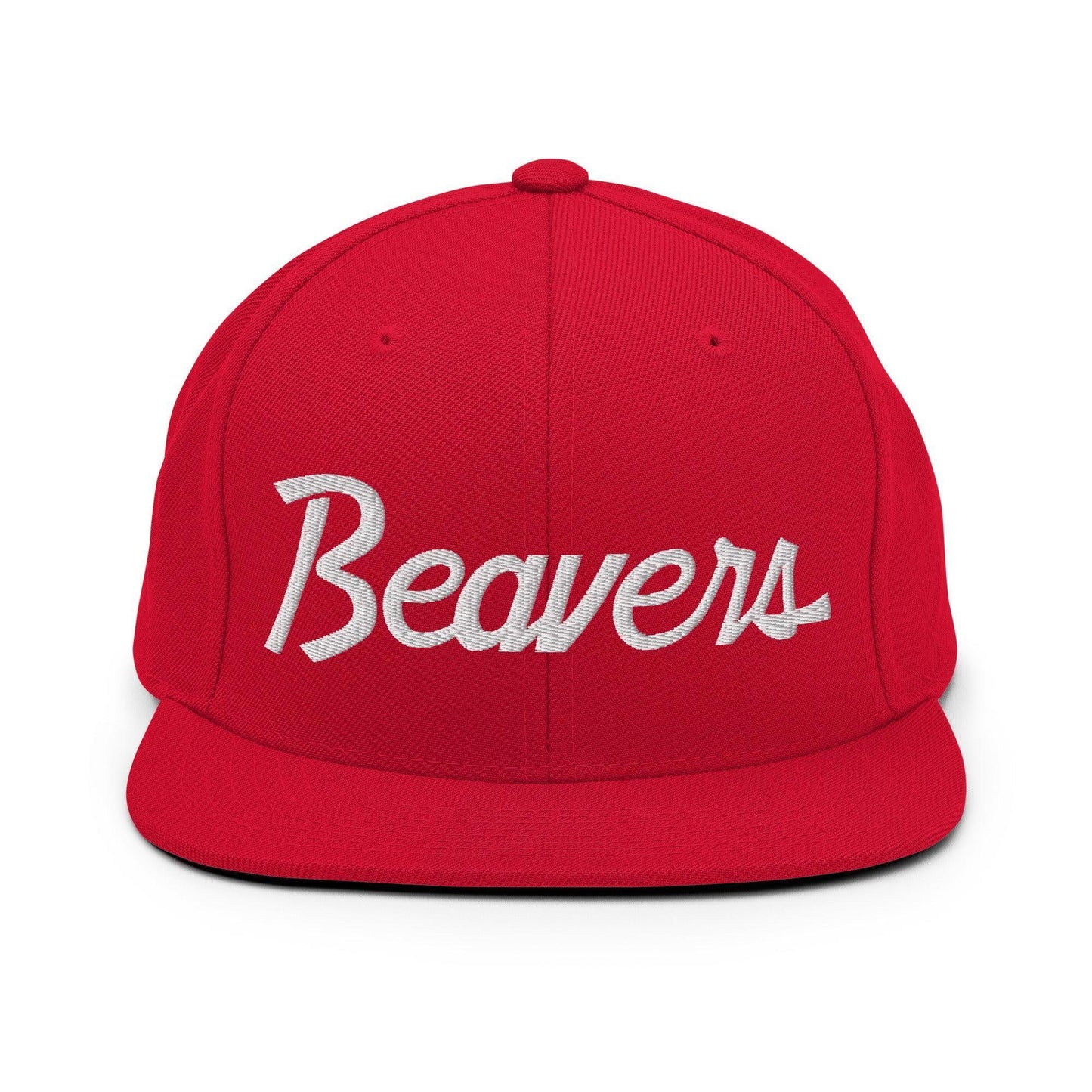 Beavers School Mascot Script Snapback Hat Red