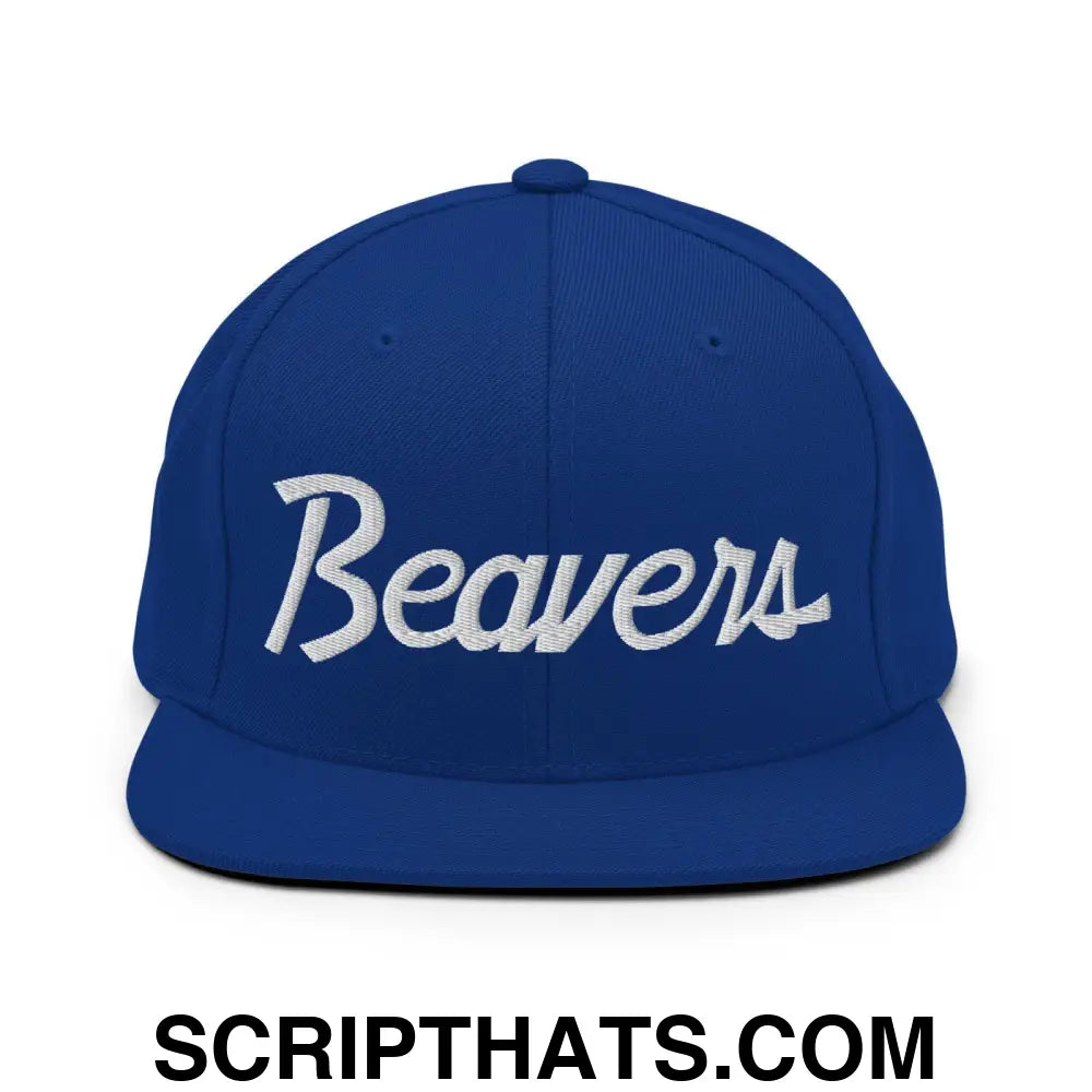 Beavers School Mascot Script Snapback Hat Royal Blue