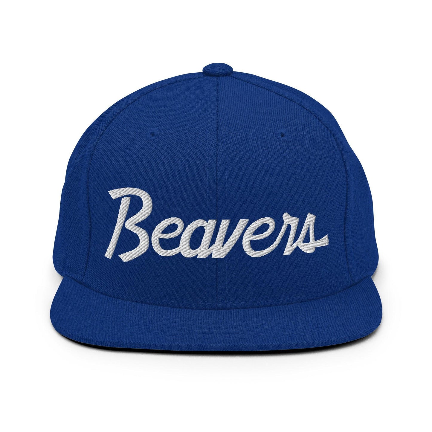 Beavers School Mascot Script Snapback Hat Royal Blue