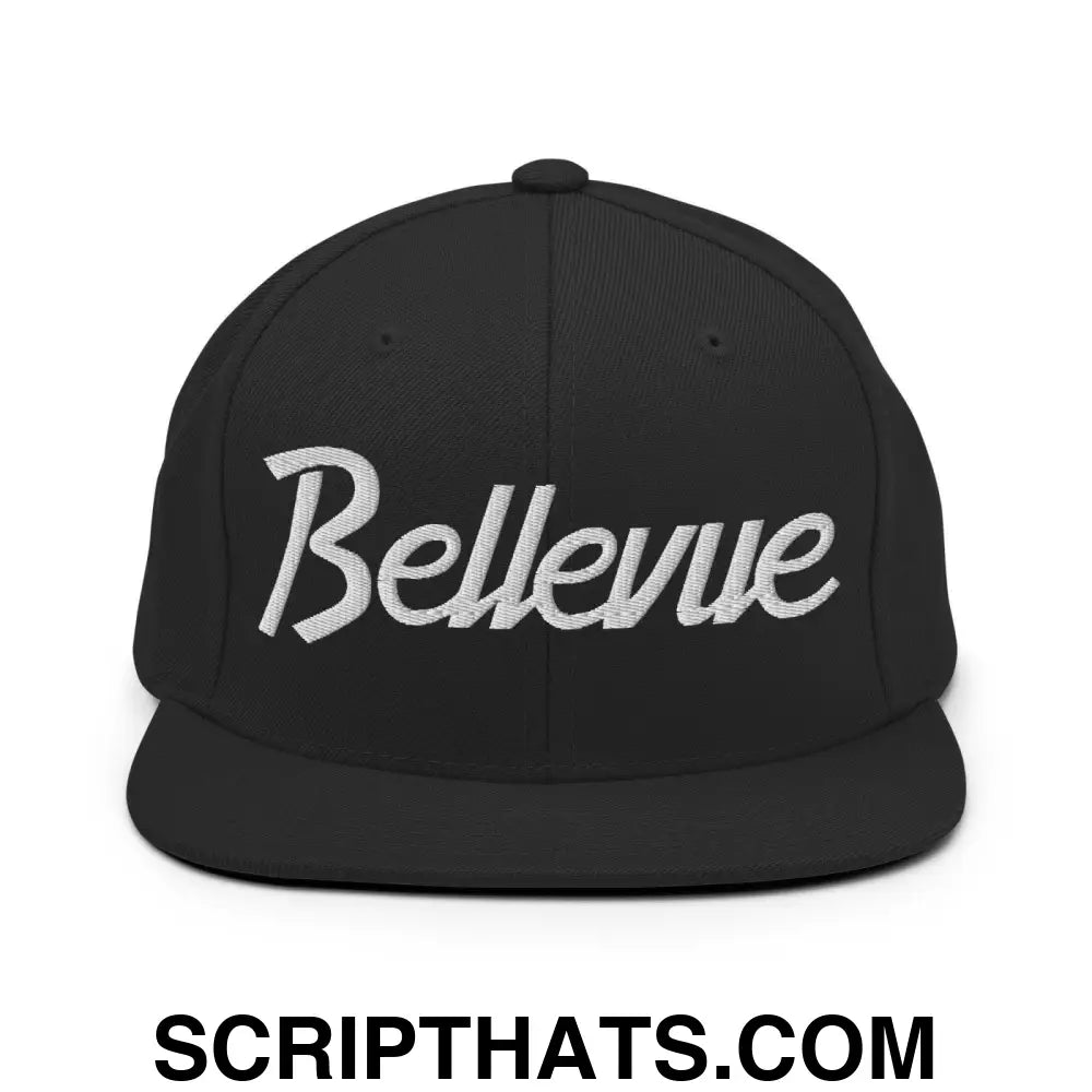 Bellevue Script Snapback Hat Black