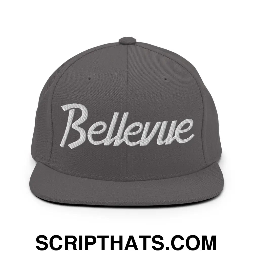 Bellevue Script Snapback Hat Dark Grey