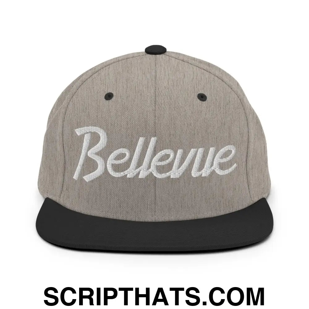 Bellevue Script Snapback Hat Heather Black