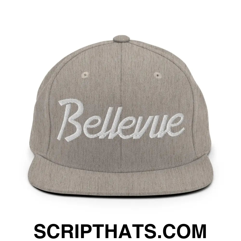 Bellevue Script Snapback Hat Heather Grey