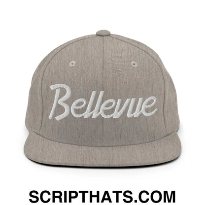 Bellevue Script Snapback Hat Heather Grey