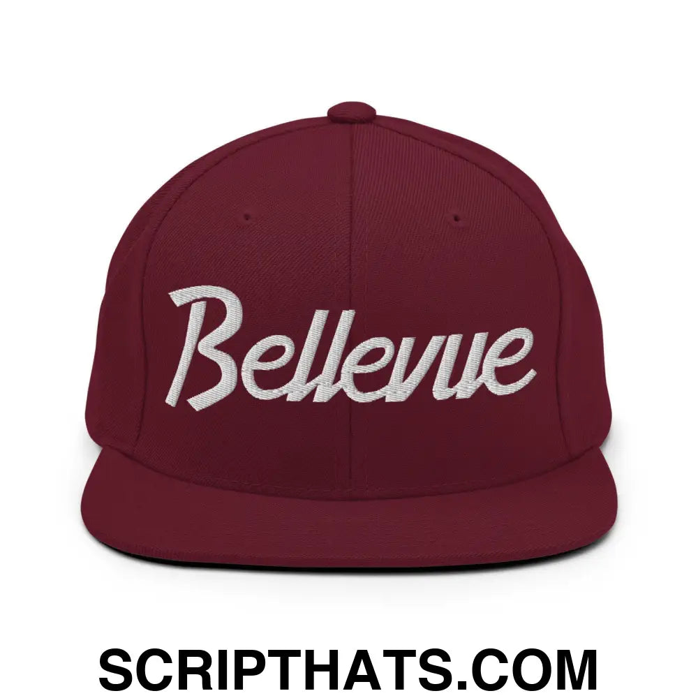 Bellevue Script Snapback Hat Maroon