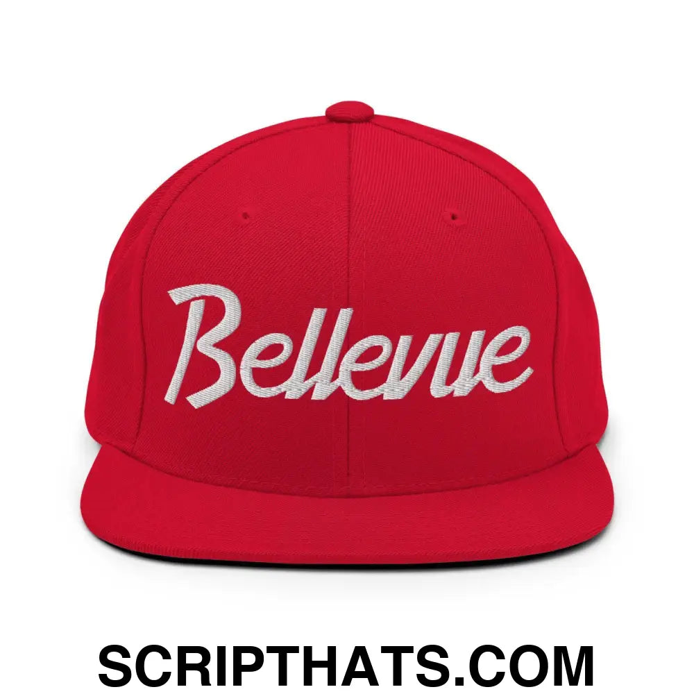 Bellevue Script Snapback Hat Red