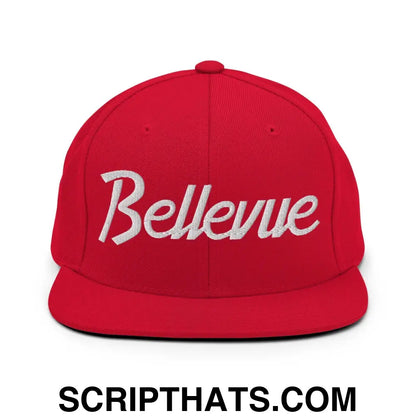 Bellevue Script Snapback Hat Red