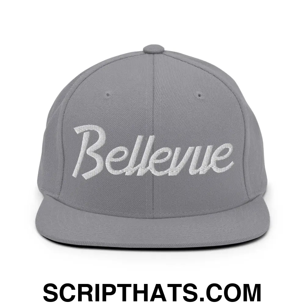 Bellevue Script Snapback Hat Silver