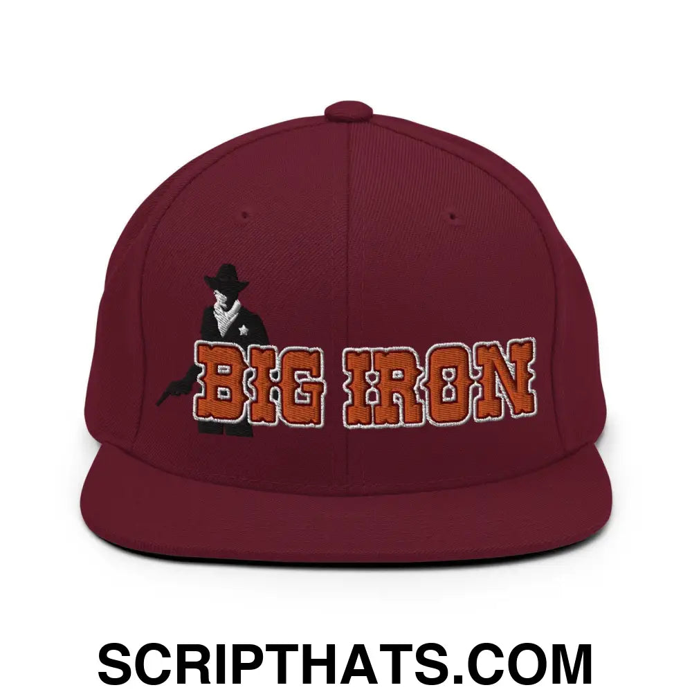 Big Iron Western Snapback Hat Maroon