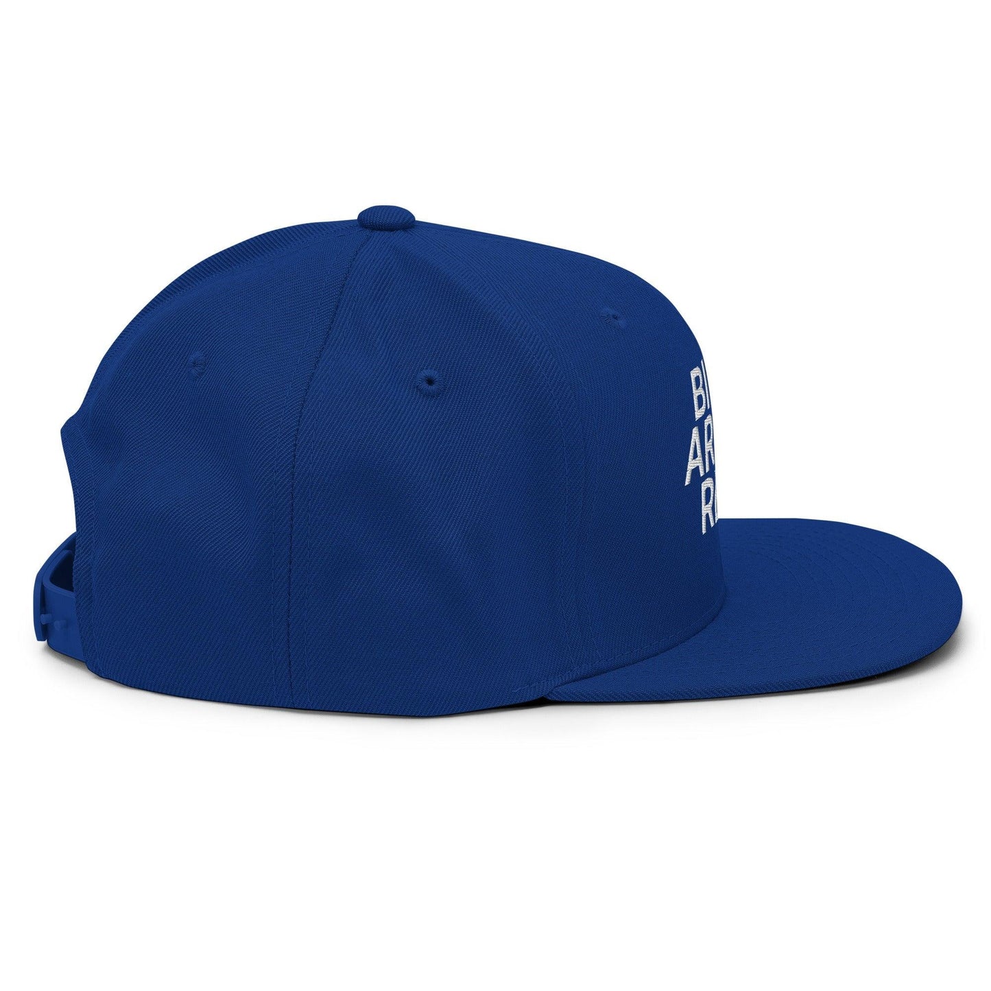 Birds Aren't Real Embroidered Flat Bill Brim Snapback Hat Royal Blue