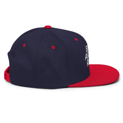 Birds Aren't Real Embroidered Flat Bill Brim Snapback Hat Navy Red