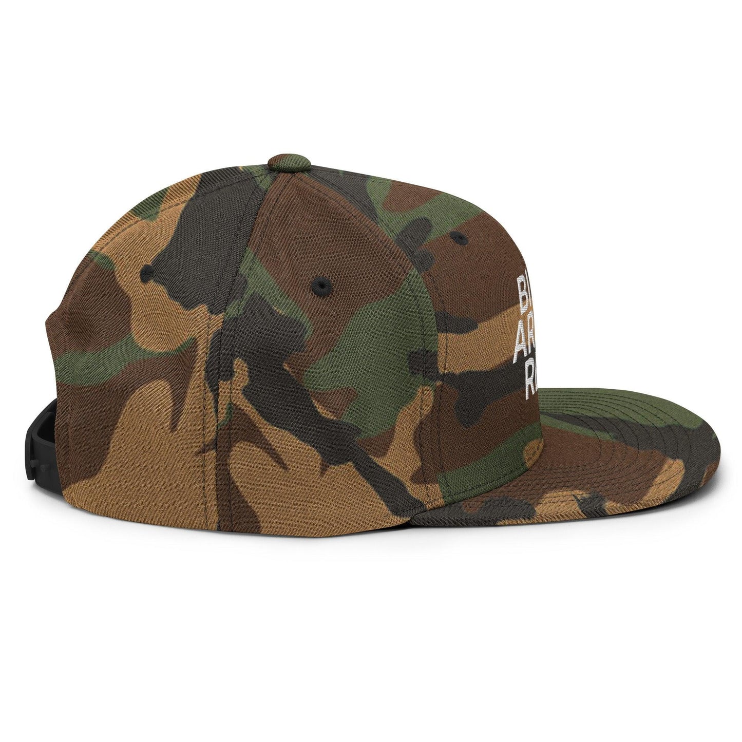 Birds Aren't Real Embroidered Flat Bill Brim Snapback Hat Green Camo