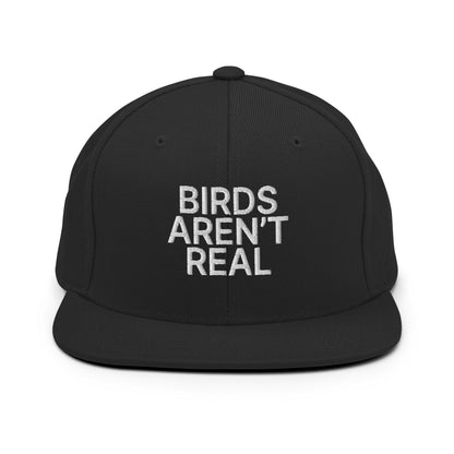 Birds Aren't Real Embroidered Flat Bill Brim Snapback Hat Black