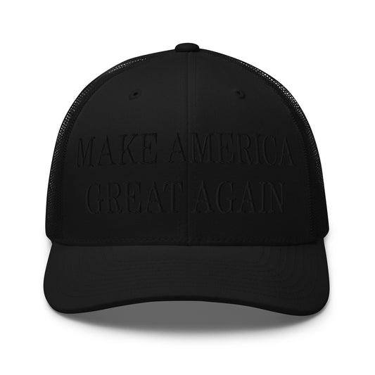 Blacked Out MAGA Make America Great Again Embroidered Mesh Trucker Hat Default Title