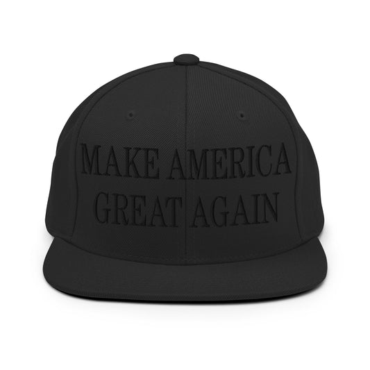 Blacked Out MAGA Make America Great Again Flat Bill Brim Snapback Hat Default Title