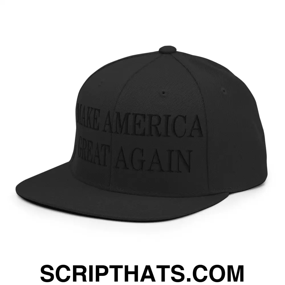 Blacked Out MAGA Make America Great Again Flat Bill Brim Snapback Hat Default Title