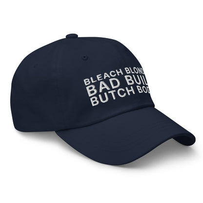 Bleach Blonde Bad Built Butch Body Dad Hat Navy