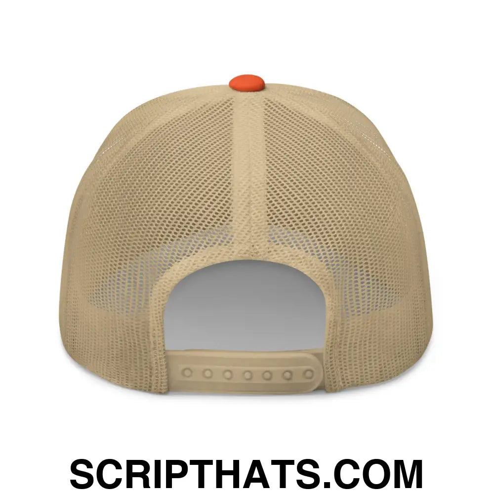 Bleach Blonde Bad Built Butch Body Dad Retro Trucker Hat Rustic Orange Khaki