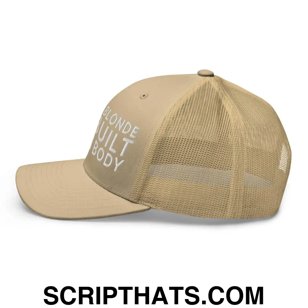 Bleach Blonde Bad Built Butch Body Dad Retro Trucker Hat Khaki